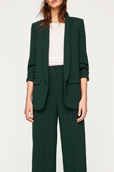 Basic Simple Plain Fashion Long Sleeve Casual Leisure Blazer Coat