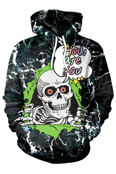 New Collection 3D Cartoon Skull Pattern Long Sleeve Loose Sports Hoodie