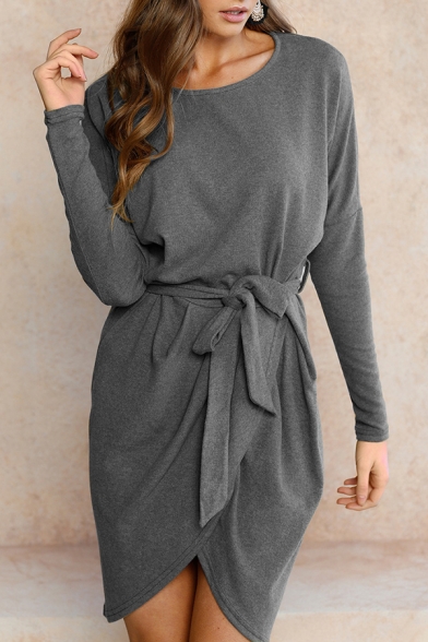 long sleeve asymmetrical dress