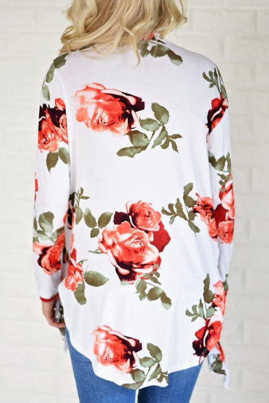 New Stylish Opulent Bloom Print Long Sleeve Kimono Coat