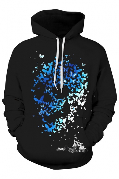 New Collection Butterflies Skull Pattern Long Sleeve Sports Leisure Hoodie