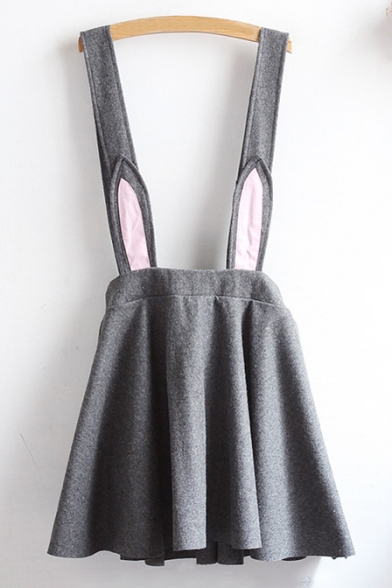New Fashion Rabbit's Ears Embellished Straps Mini Skirt