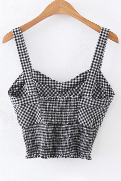 New Stylish Classic Plaid Fitted Cropped Cami