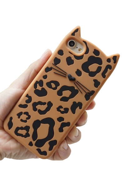 Color Block Leopard Cat Design Mobile Phone Case for iPhone