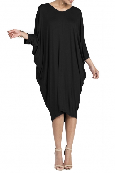 black dress with batwing sleeves