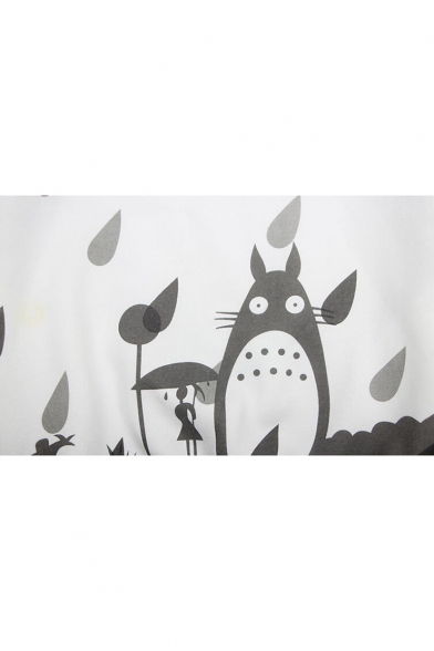 Cartoon Totoro Print Long Sleeve Leisure Pullover Hoodie