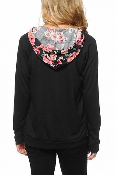 New Fashion Floral Pattern Long Sleeve Hoodie