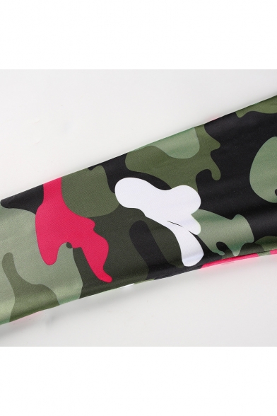New Stylish Camouflage Print Elastic Waistband Cigarette Pants