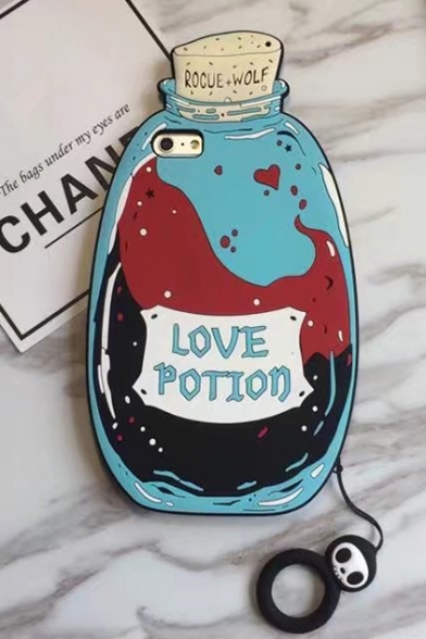 Creative Color Block Love Potion Design Mobile Phone Case with Ring for iPhone