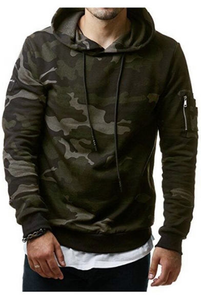 Simple Classic Camouflage Long Sleeve Pullover Hoodie