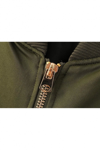 New Stylish Stand-Up Collar Long Sleeve Simple Plain Zipper Jacket