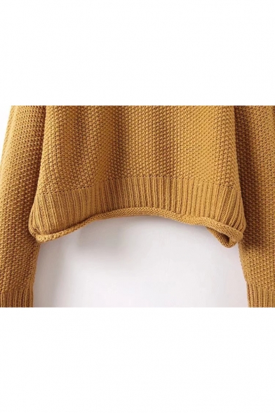 Mock Neck Long Sleeve Simple Plain Casual Basic Pullover Sweater