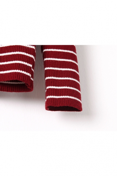 Classic Simple Striped Pattern Turtleneck Long Sleeve Slim Sweater