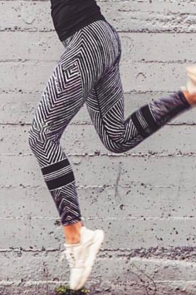 Hot Fashion Stripe Print Elastic Waist Leisure Track Pants