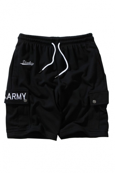 Fashionable Letter Embroidered Drawstring Waist Leisure Sports Shorts