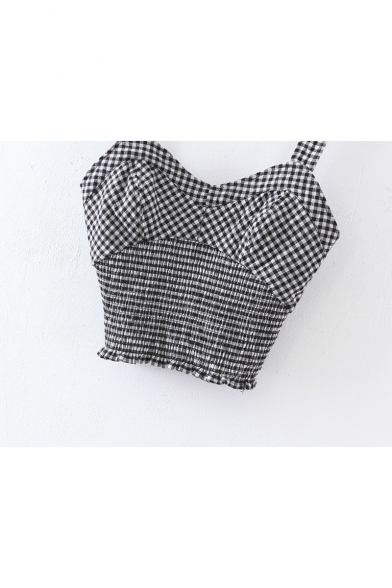New Stylish Classic Plaid Fitted Cropped Cami