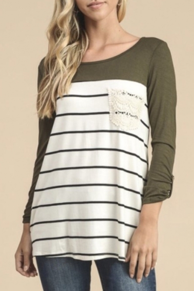 Color Block Panel Striped Pattern Boat Neck Long Sleeve T-Shirt Mini Dress