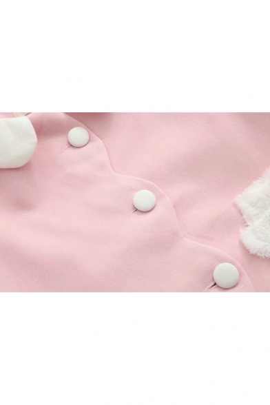 Lovely Peter-Pan Collar Long Sleeve Color Block Buttons Down Coat