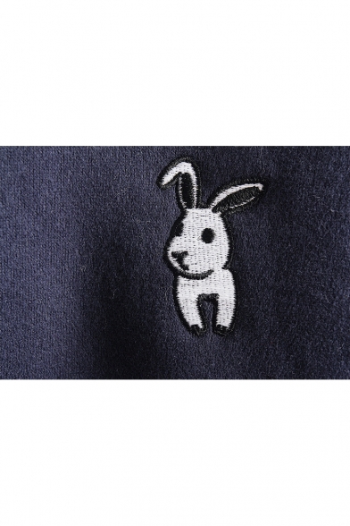 Simple Plain Rabbit's Ears Embellished Long Sleeve Hoodie