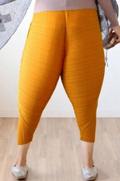 New Fashion Simple Plain Elastic Waist Loose Harem Pants