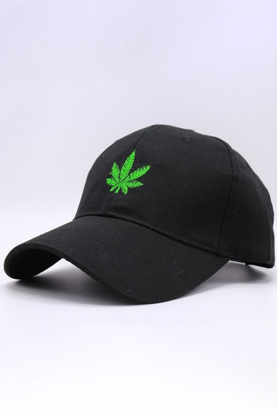 New Trendy Color Block Leaf Embroidered Unisex Baseball Cap
