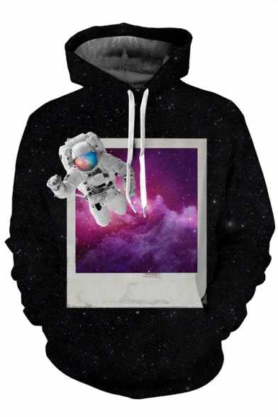 New Arrival Astronaut 3D Print Long Sleeve Leisure Cozy Hoodie with Pockets