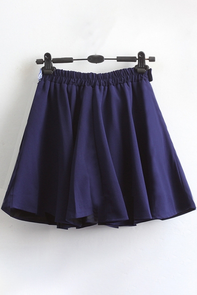 New Fashion Color Block Striped Elastic Waist A-Line Mini Skirt