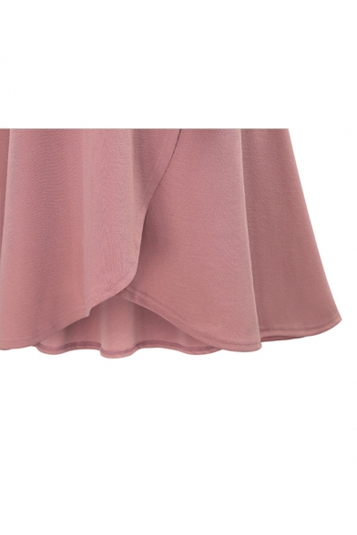 New Stylish Tie Waist Split Front Asymmetric Midi Skirt