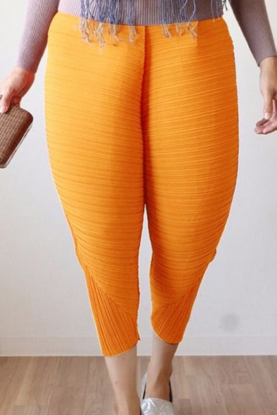 New Fashion Simple Plain Elastic Waist Loose Harem Pants