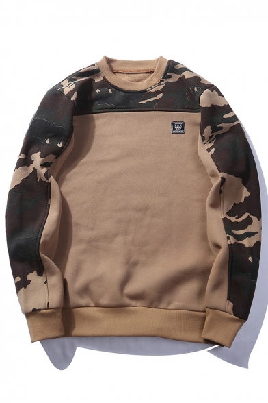 Leisure Camouflage Round Neck Long Sleeve Unisex Pullover Sweatshirt