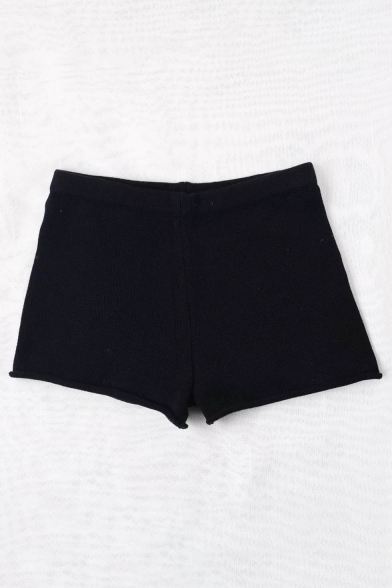 New Stylish High Waist Simple Plain Kitted Shorts