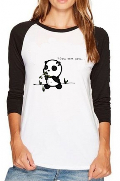 New Fashion Cartoon Panda Letter Print Long Sleeve T-Shirt