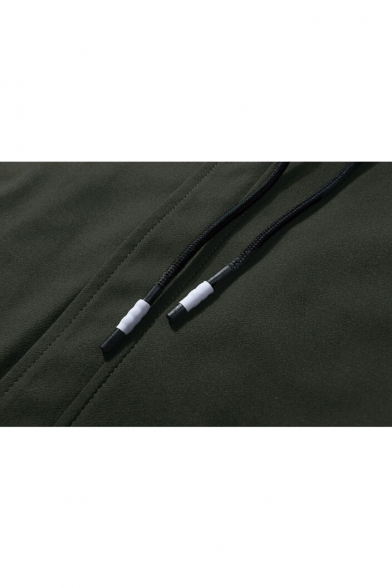 New Stylish Drawstring Hood Long Sleeve Simple Plain Unisex Coat