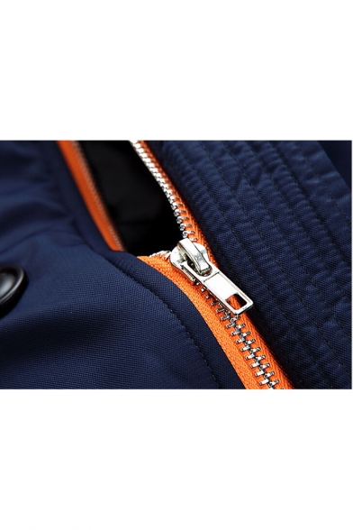New Stylish Faux Fur Hood Long Sleeve Zip Up Flap Pocket Plain Coat