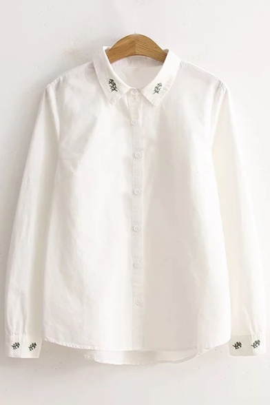 Stylish Embroidered Pattern Long Sleeve Button Down Shirt