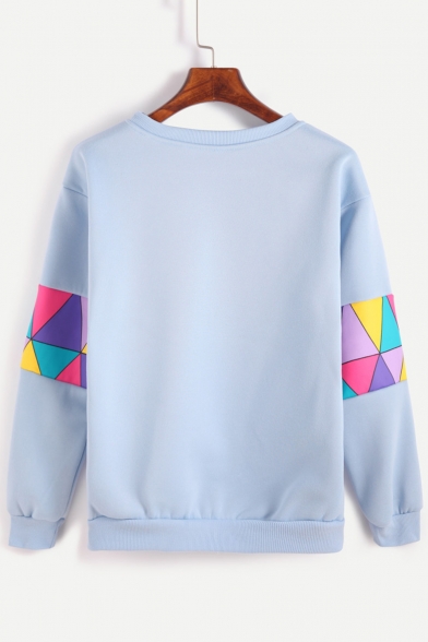 Geometric Print Long Sleeve Pullover Sweatshirt