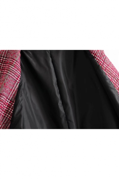 New Stylish Classic Plaid Long Sleeve Tunic Coat
