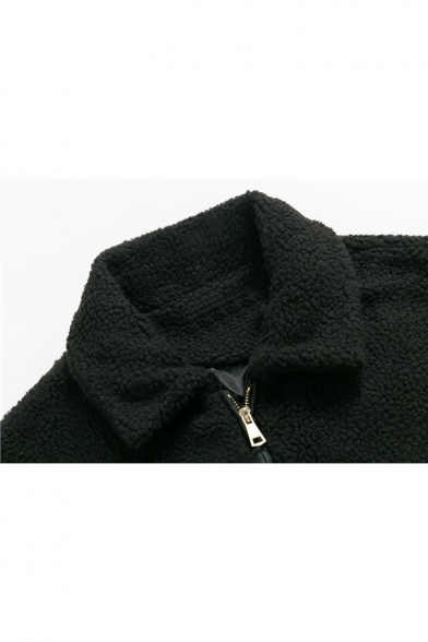 New Stylish Long Sleeve Zipper Simple Plain Warm Coat