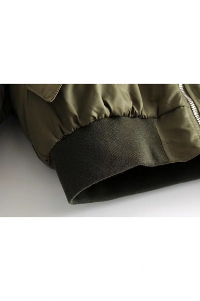 New Stylish Stand-Up Collar Long Sleeve Zipper Bomber Jacket