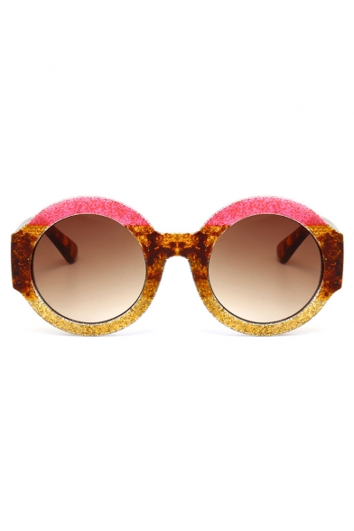 Trendy Colorful Sequined Round Spectacles