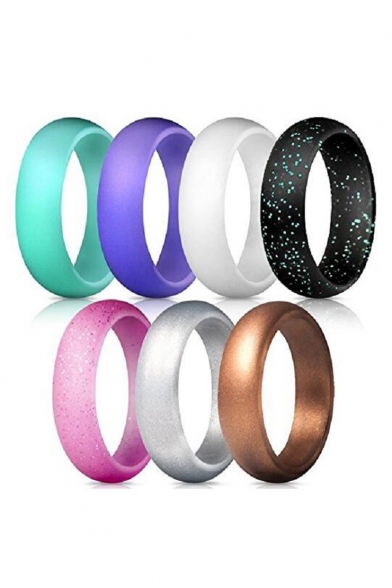 Colorful Sequined Simple Blinking Seven Rings Set