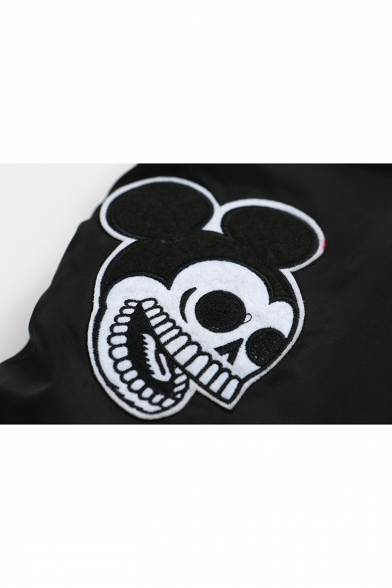 New Fashion Cartoon Mouse Embroidered Stand-Up Collar Long Sleeve Baseball Jacket