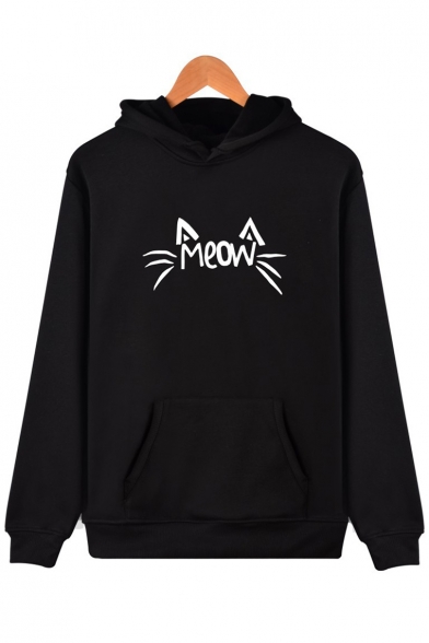 New Stylish Cute Cat Print Long Sleeve Hoodie for Couple
