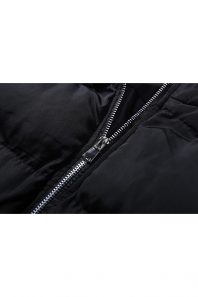 New Stylish Letter Print Long Sleeve Zipper Unisex Tunic Padded Coat