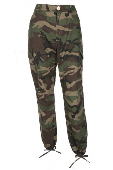 New Stylish Camouflage Print Zip Fly Flap Pocket Pants