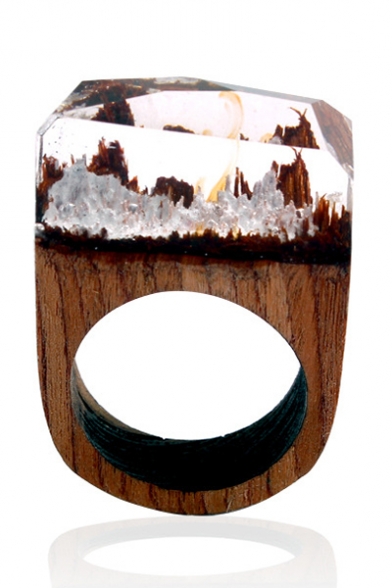 Unique Unisex Seasonal Forest Resin Wooden Ring