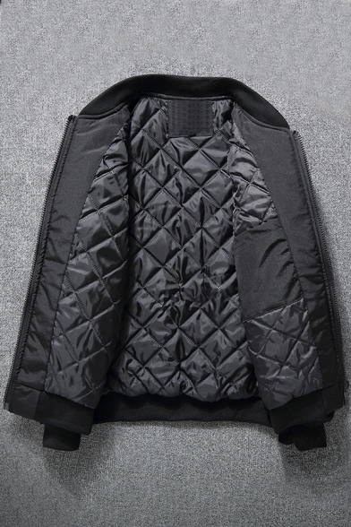 Fashionable Print Long Sleeve Stand-Up Collar Zipper Jacket