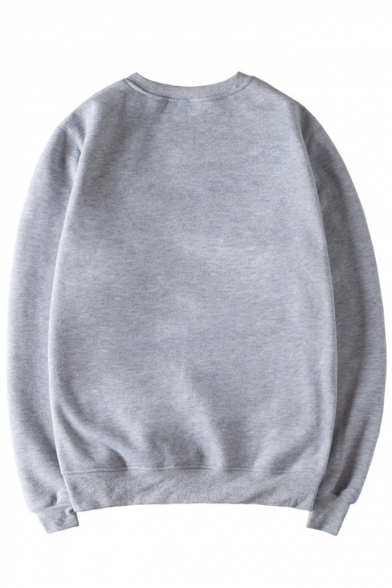 New Trendy Letter Print Round Neck Long Sleeve Pullover Sweatshirt