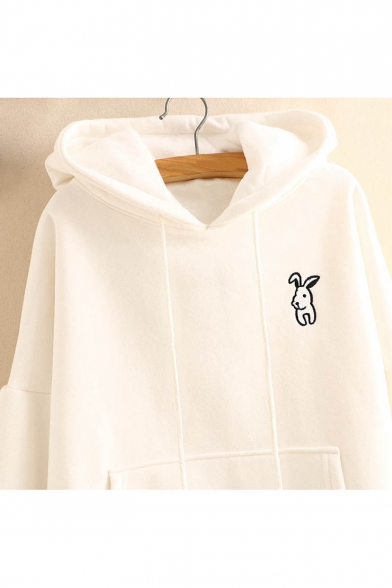 New Fashion Cartoon Rabbit Embroidered Long Sleeve Hoodie