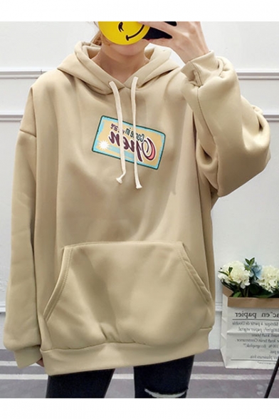 New Fashion Letter Print Long Sleeve Comfort Loose Hoodie